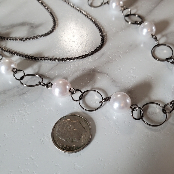 Silver Tone & Faux Pearls Necklace & Earring Set NEW - Picture 11 of 15